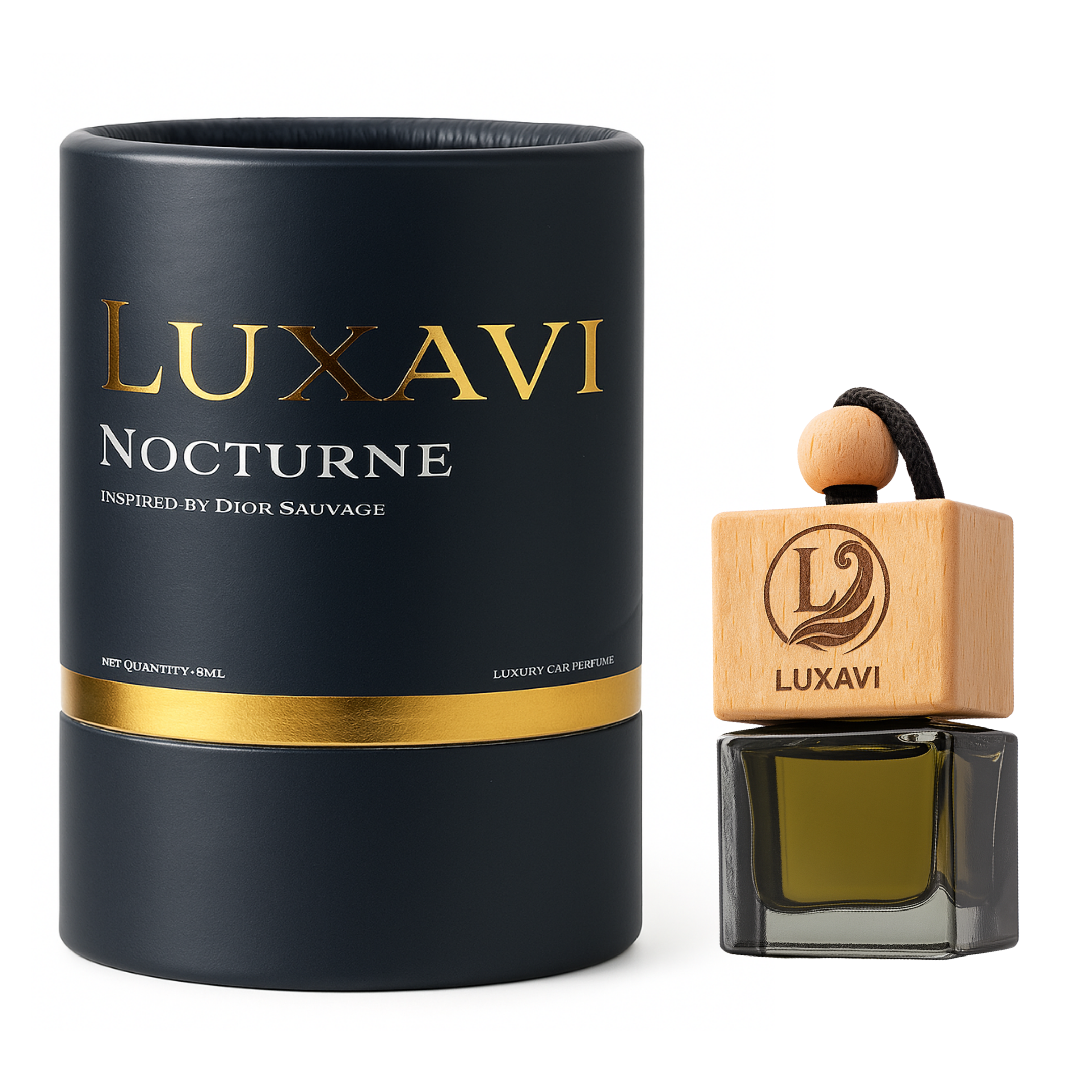 Luxavi Nocturne Dior Sauvage inspired car perfume with black-blue packaging