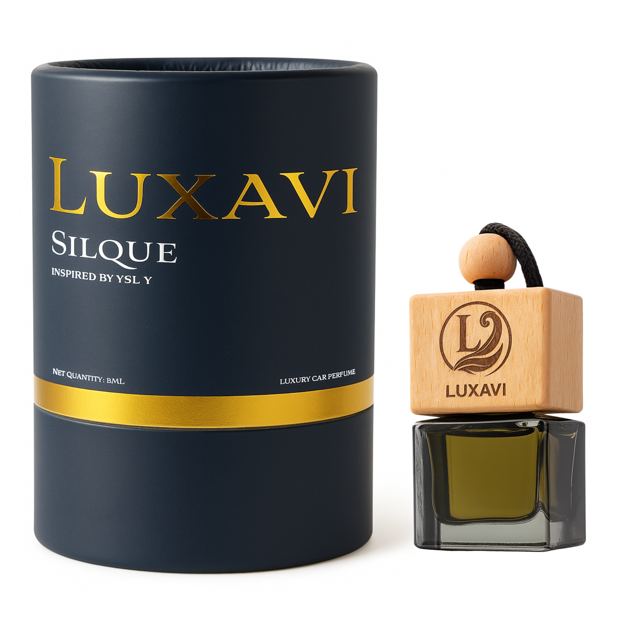 Silque - Inspired by YSL Y - Luxavi, Luxavi Silque YSL Y inspired car perfume bottle, Luxury car diffuser hanging in car – Silque by Luxavi, Long-lasting car perfume 60–90 days – Silque scent, Premium wood-cap car diffuser Canada - Luxavi Silque