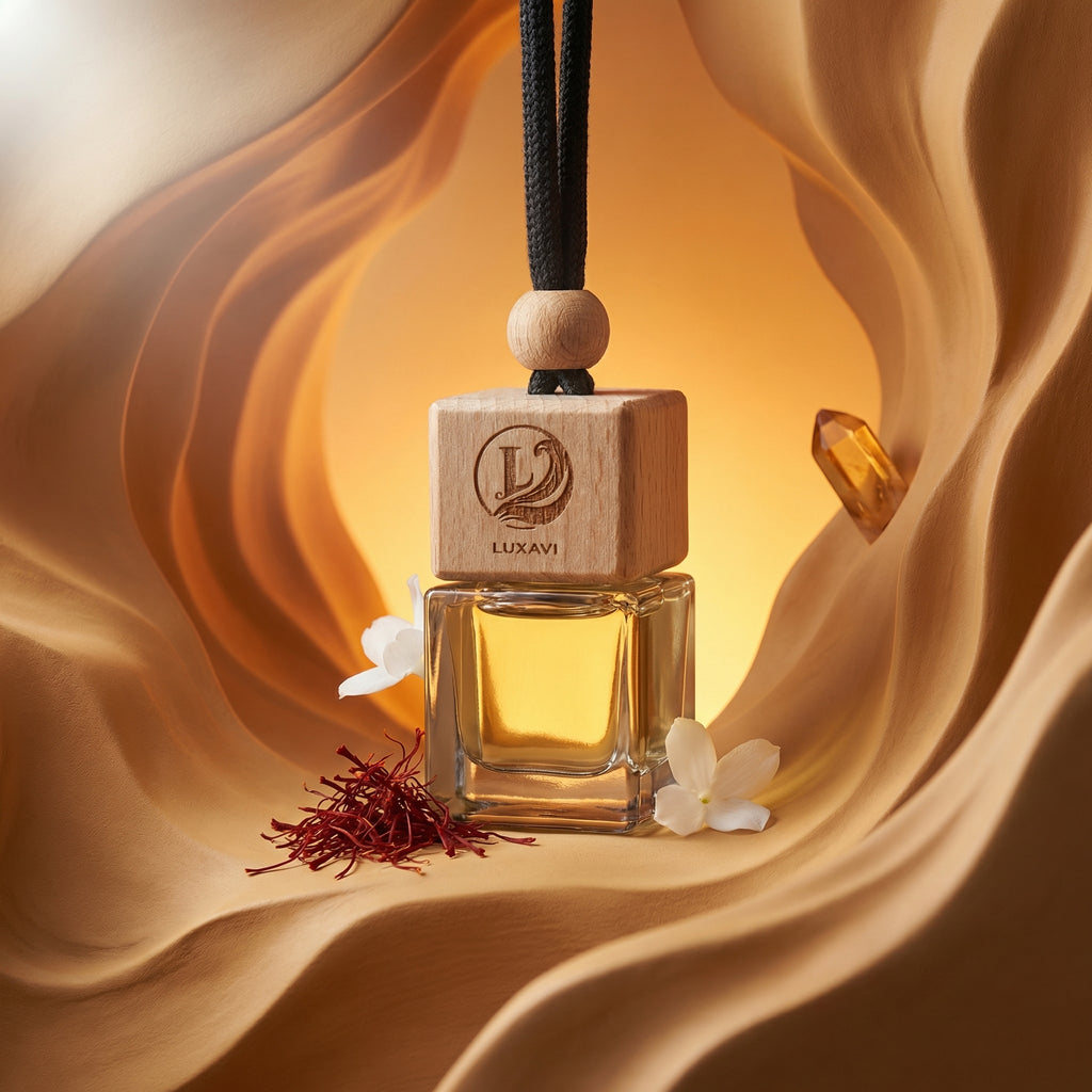 Luxavi Velvelux fragrance notes – Baccarat Rouge 540 inspired car diffuser scent profile